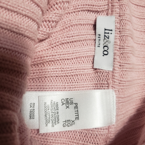 Liz & Co Pink Patchwork Cable Knit Sweater XL Petite - Picture 5 of 6